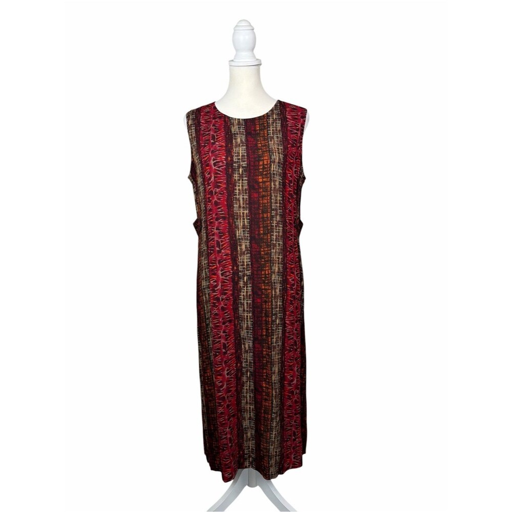 SAG Harbor Petite Sleeveless Midi Dress PM Abstract Print Rayon Casual Career